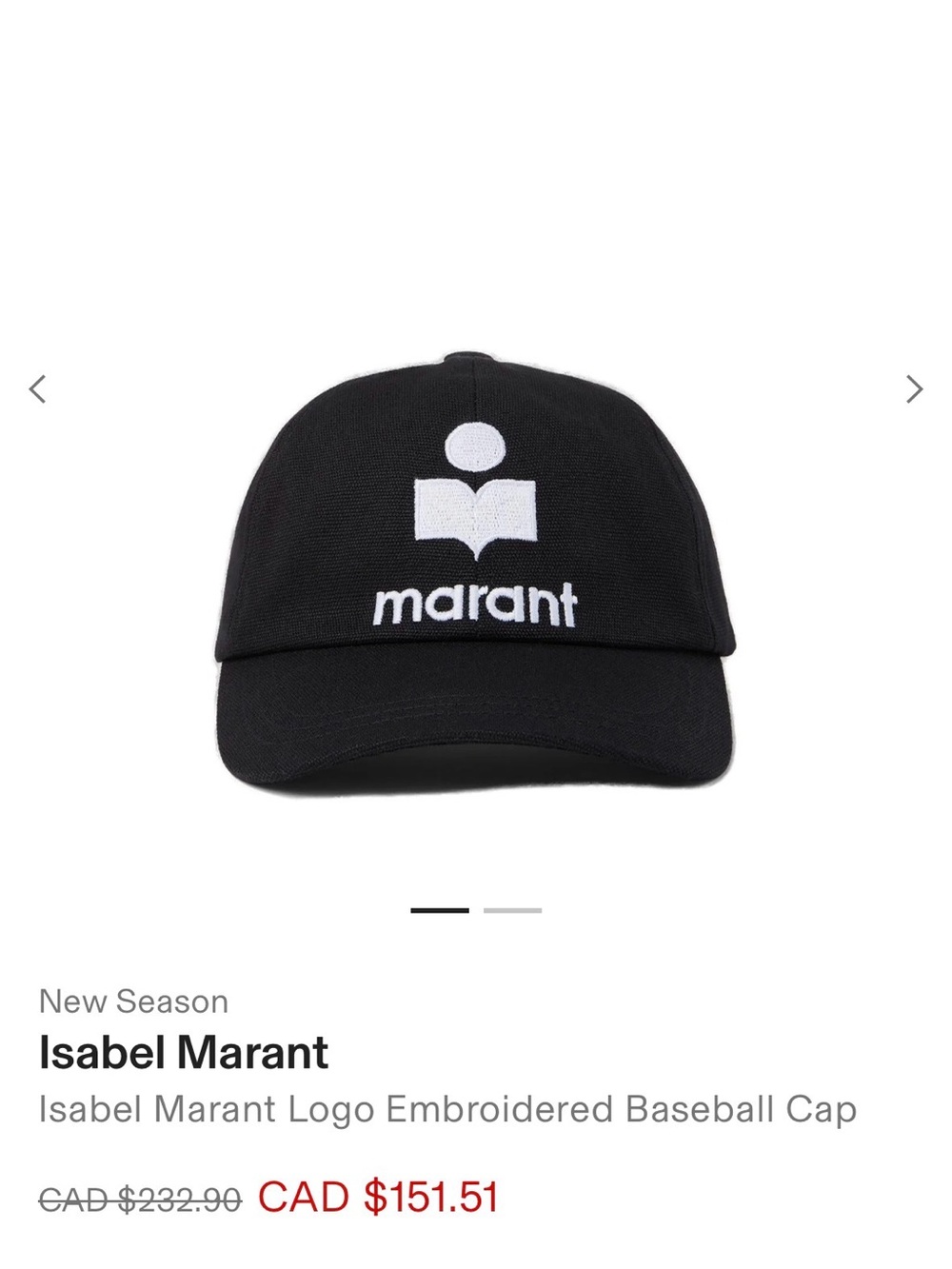 Isabel Marant Black Logo Embroidered Baseball Cap